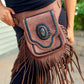 bohemian leather belt bag with fringe | brown | leatherncharm
