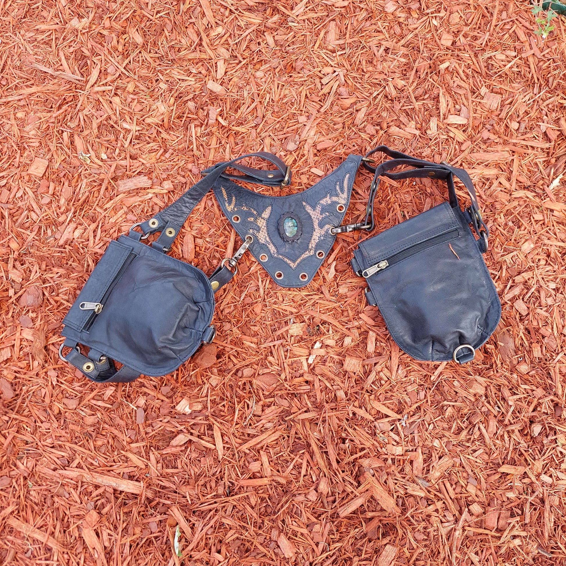 Burning Man Bag, Leather Holster bag, Festival Bag, Utility Harness Ba