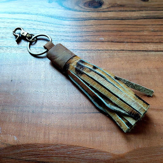 Cheetah | tassel hide keychains with clip | leatherncharm