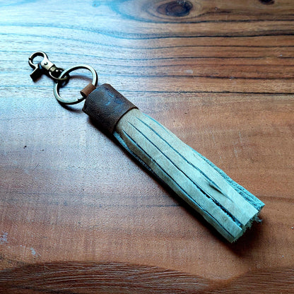 cowhide | tassel keychains with clip