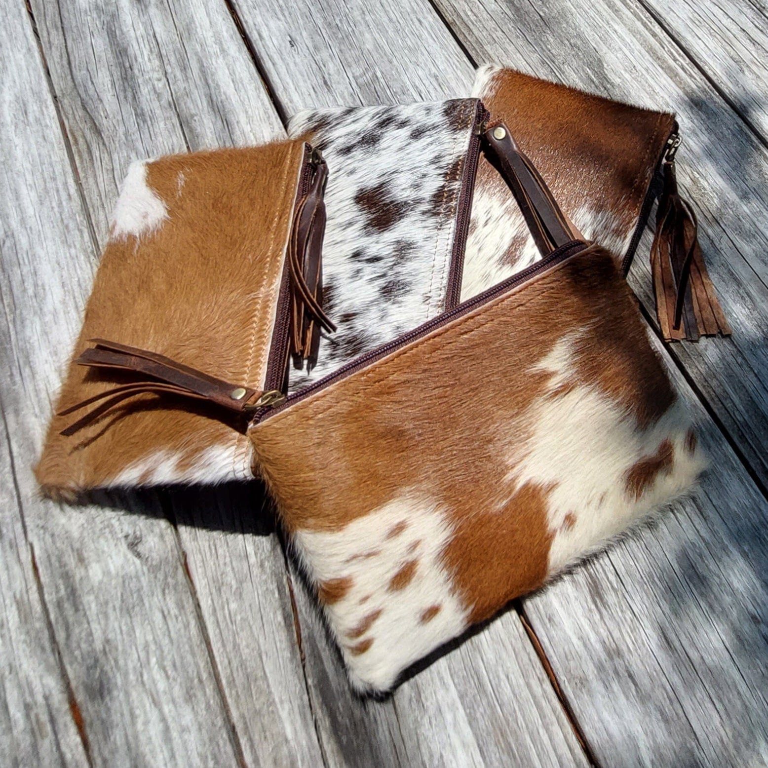 genuine cowhide and leather pouch | handmade