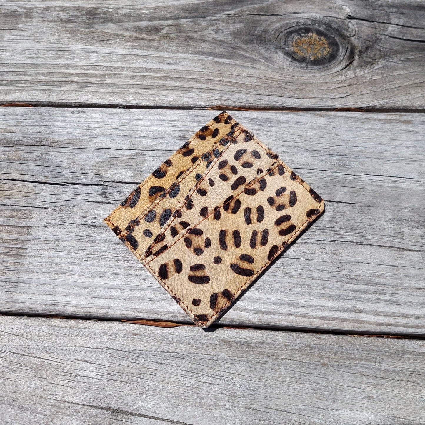 cheetah hair on hide card holder 3.3'x3.3" | leatherncharm