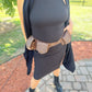 Brown distressed leather |leather utility belt bag | brass rivet detail along pocket flaps | leatherncharm