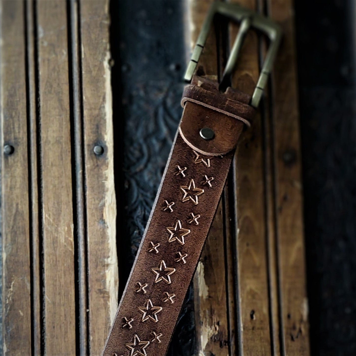 Tooled Leather Belts Star design