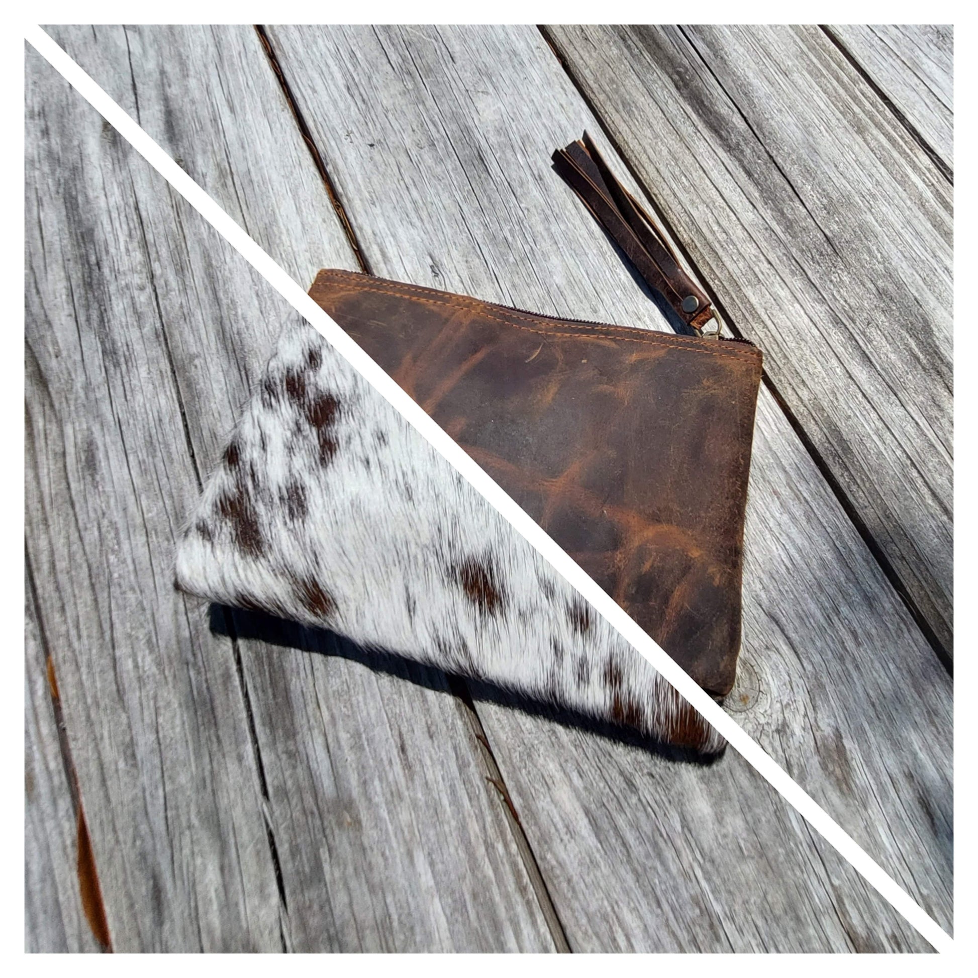 leather and cowhide pouch handmade