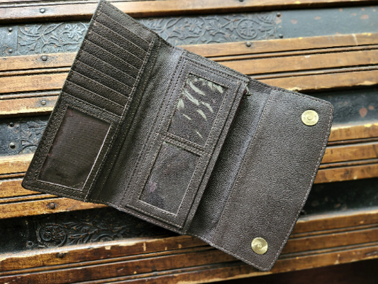 Long Tooled Leather and Cowhide Wallet | Clutch
